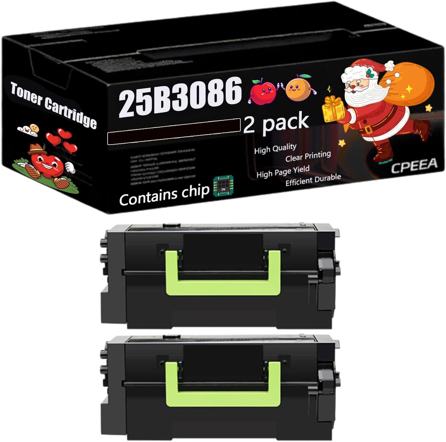 Compatible for Lexmark 25B3086 Toner Cartridge Work for Lexmark XM7355 Printers, with Chip, High Yield 55000 Pages, Clear Printing (2-Pack Black)