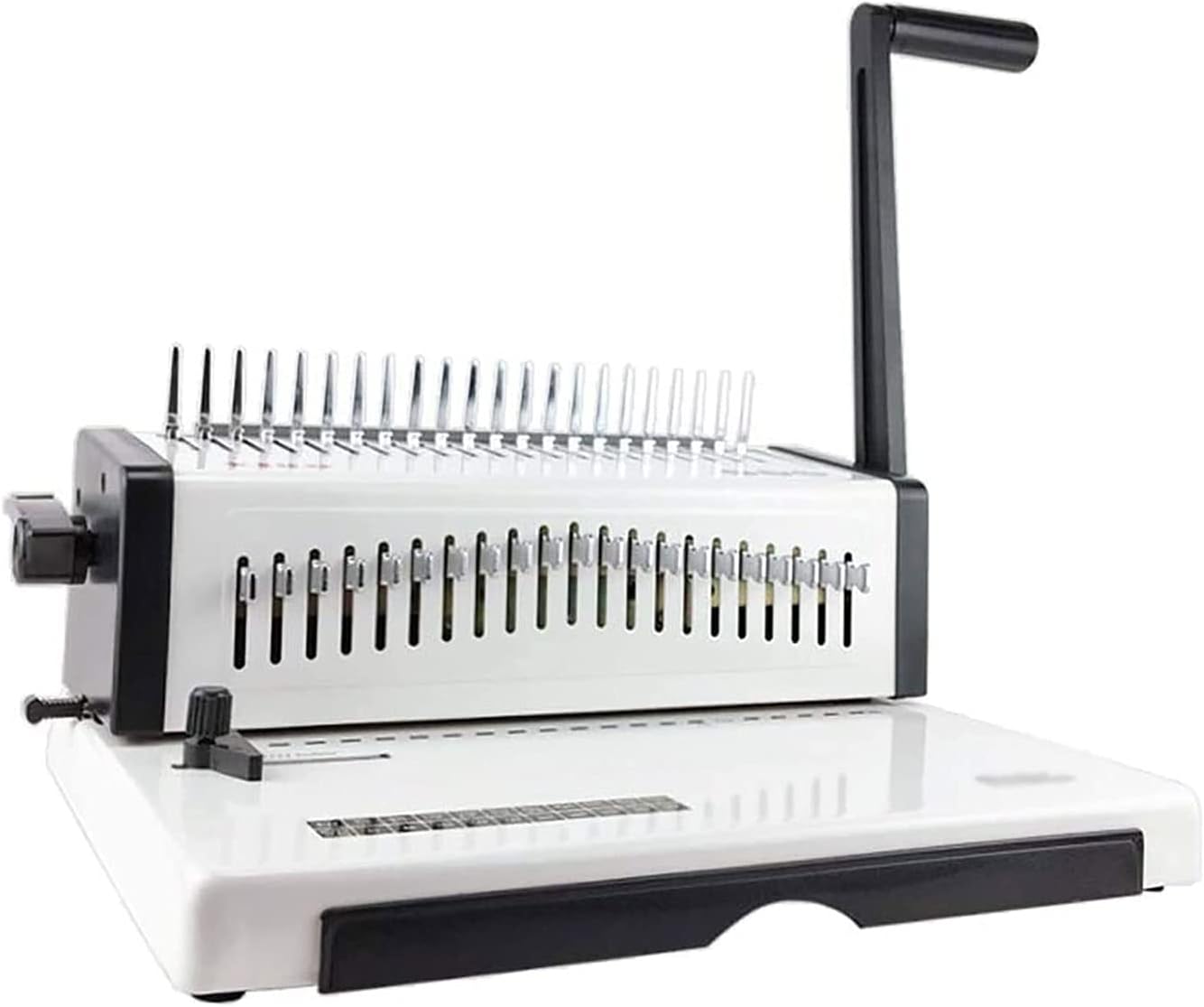 JIQHOHX Heavy Duty Bookbinding Machine Binding Machine Combs Apron Clip Binding Machine Comb Binding Machine 21 Hole Punching Machine Clip Strip with Knife (White 39x32x42cm)