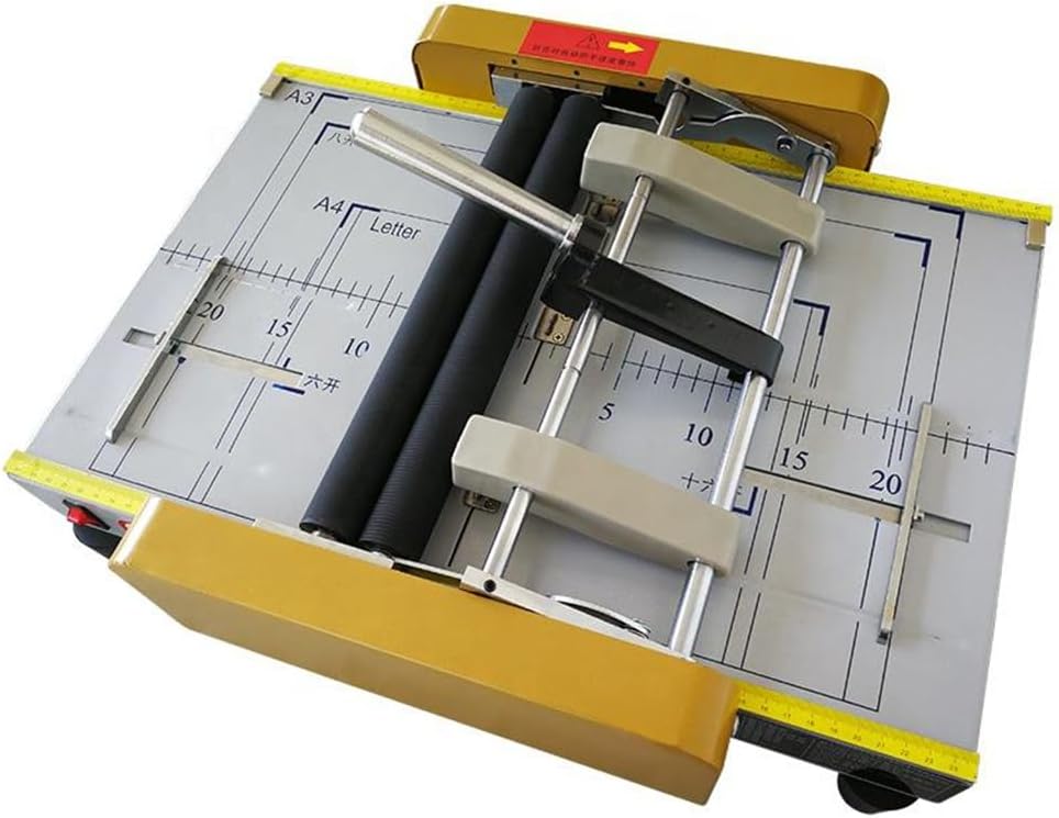 JIQHOHX A3 Folding Binding Machine, Electric Paper Book Stapler Creaser, Flat-Clinch Automatic Binding Machine, Adjustable Spacing, with Removable Positioning Baffle, for Making Booklet