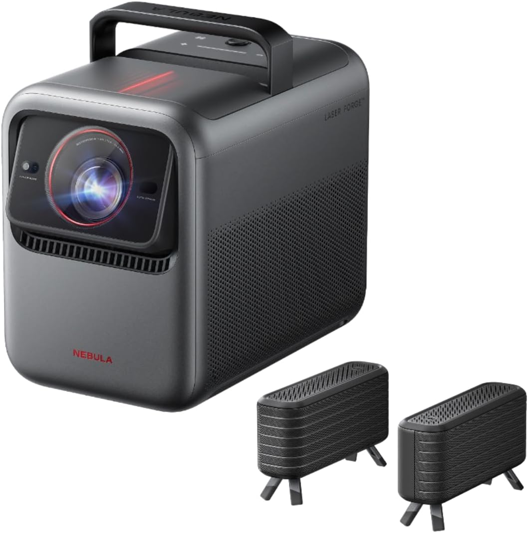 NEBULA X1 Triple Laser 4K Projector(Renewed) with NEBULA Wireless Satellite Speaker (2-Pack)