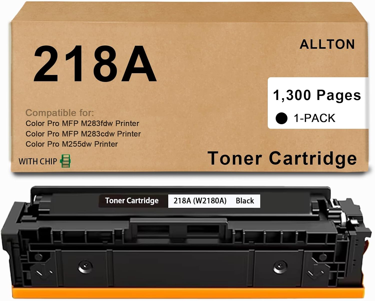 Allton 218A Toner Cartridge Black (with CHIP) W2180A Black Toner Cartridge Replacement for Color Pro 3201dw MFP 3301cdw 3301fdw 3301sdw Printer(1-Pack,with Chip)