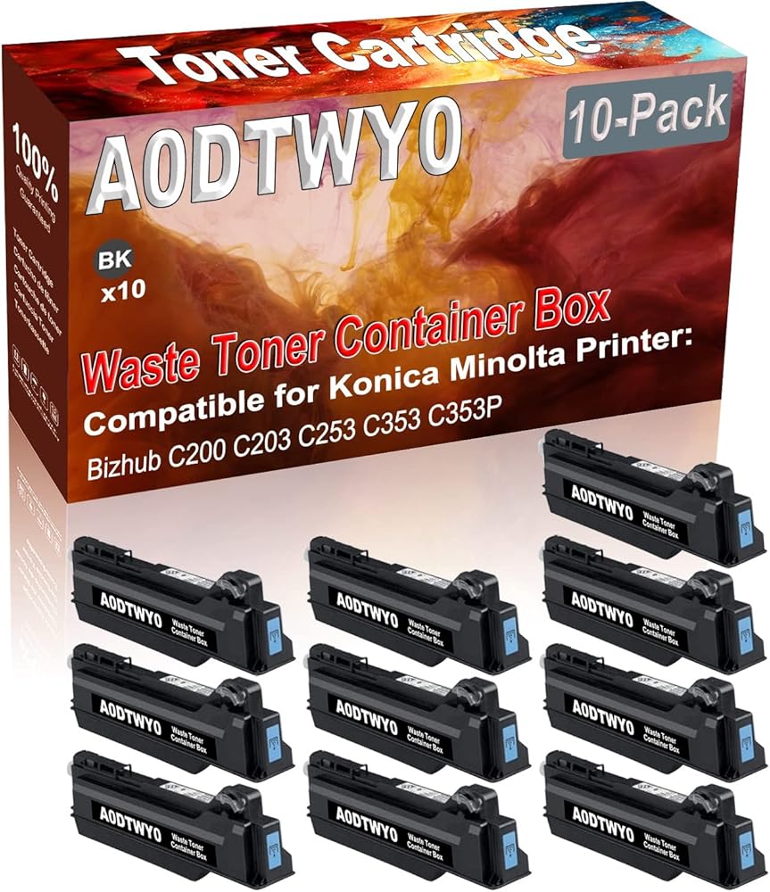 Credibility Store 10-Pack (Black) Compatible A0DTWY0 A0DY-WY0 Waste Toner Container Box (High Capacity) fit for Konica Minolta Bizhub C200 C203 C253 C353 C353P Printer