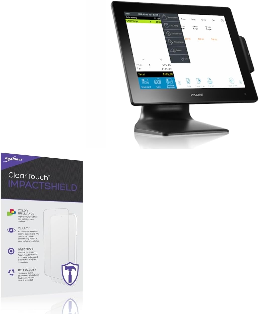 BoxWave Screen Protector Compatible with POSBANK POSMO III - ClearTouch ImpactShield (2-Pack), Impenetrable Screen Protector Flexible Film