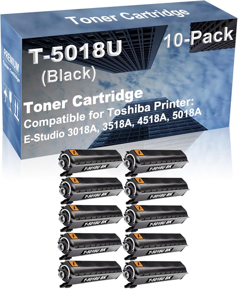 10-Pack Compatible High Yield E-Studio 3018A, 3518A, 4518A, 5018A Printer Cartridge Replacement for Toshiba T-5018U Toner Cartridge (Black)