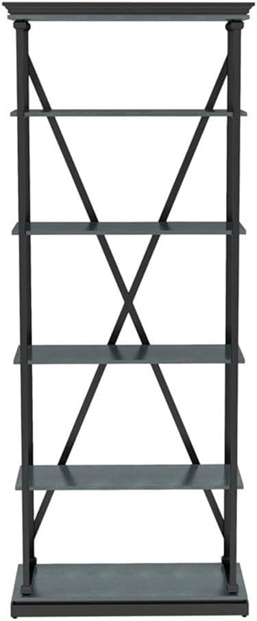 BOWERY HILL Industrial Metal 33-Inch Bookcase in Antique Blue
