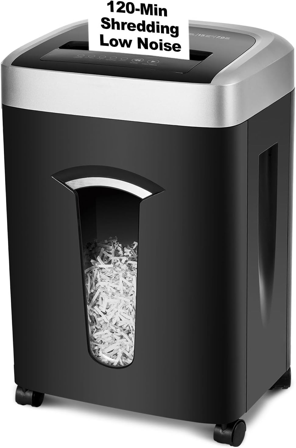 Wingwise 120-Minute Paper Shredder - 15-Sheet Capacity, 30L（7.9 Gallon） Bin, 58dB Quiet Operation, P4 Cross-Cut Heavy-Duty Shredder for Home & Office Use
