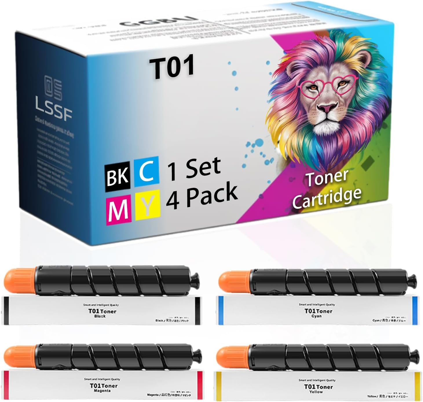 Compatible for Canon imagePRESS C650 C65 C600 C650 C700 C750 C800 C850 Printers, T01 T01BK T01C T01M T01Y Toner Cartridge, Ultra-High Print Page Count with Chip 56000 Pages (Multicolor)
