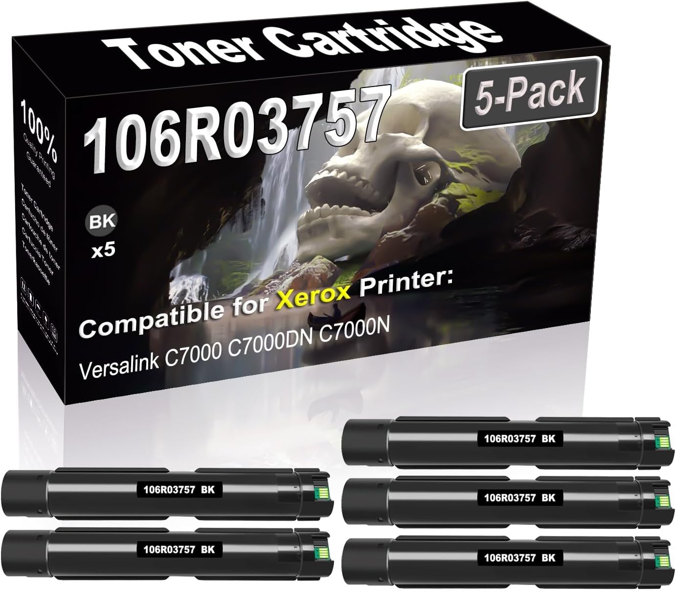 SINIYA 5-Pack (Black) Compatible High Yield 106R03757 Laser Printer Toner Cartridge use for Versalink C7000 C7000DN C7000N Printer