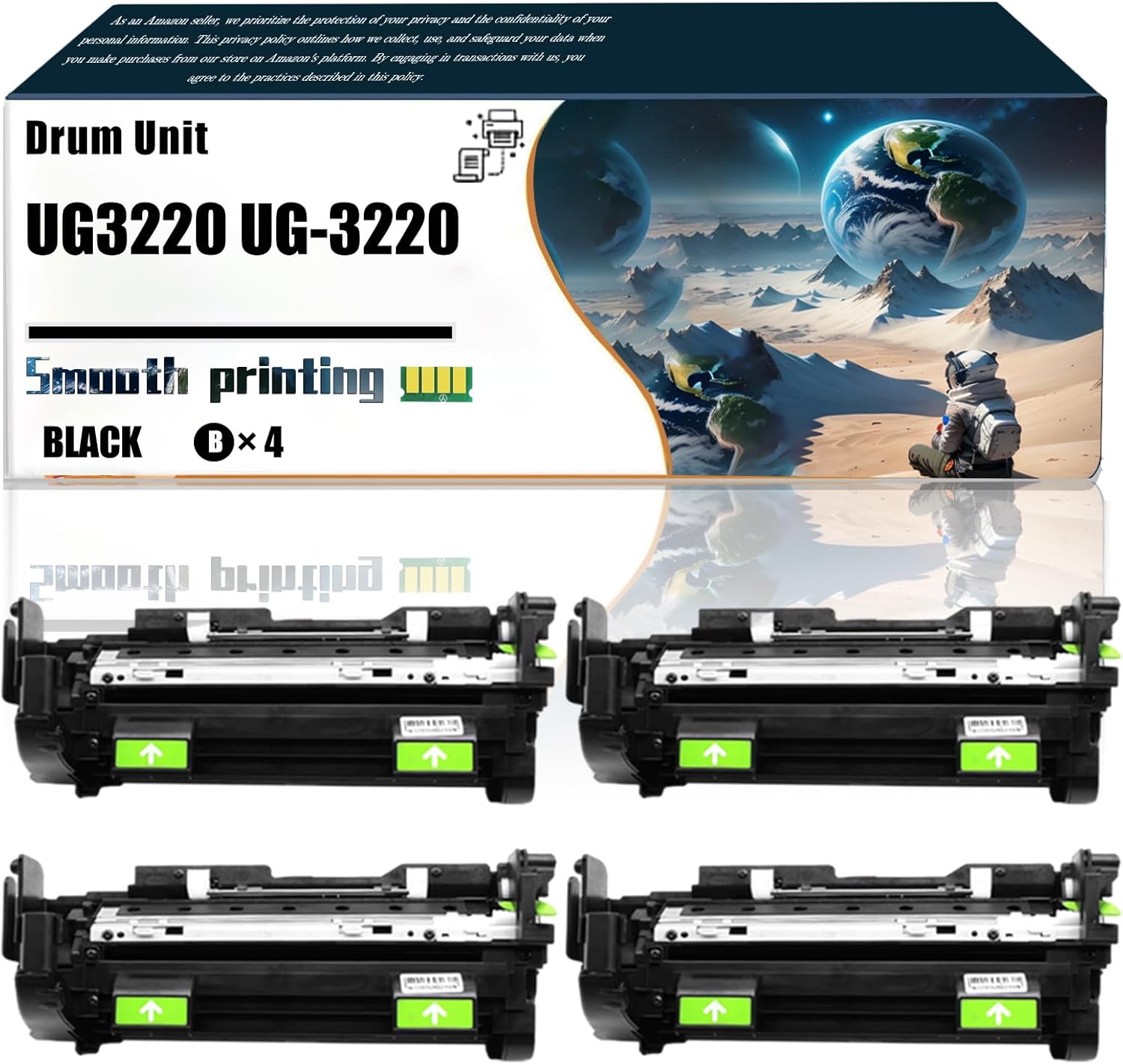 LSSF Replacement Parts Drum Unit UG3220 UG-3220 Compatible with Panasonic UG-3221 UG-3221 UF-4000 UF-490CN UF-4100 Printers, Contains Chip and Clear Printing (4 Pack Black)