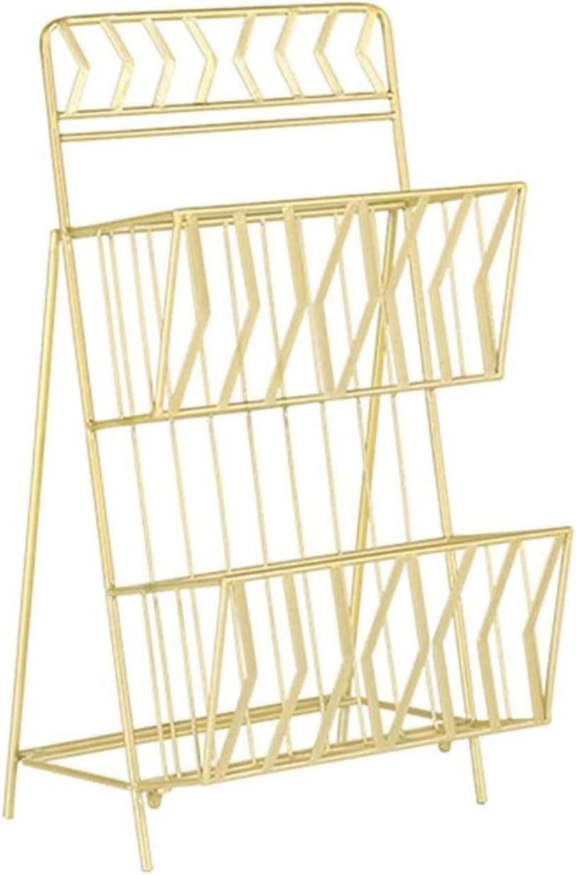 Dongng Book Rack,Bookcases,Home Storage & Organization,Book Display & Storage,Simple Floor Newspaper Rack,Bookends & Book Racks,for Home Simple and Stylish(Gold)