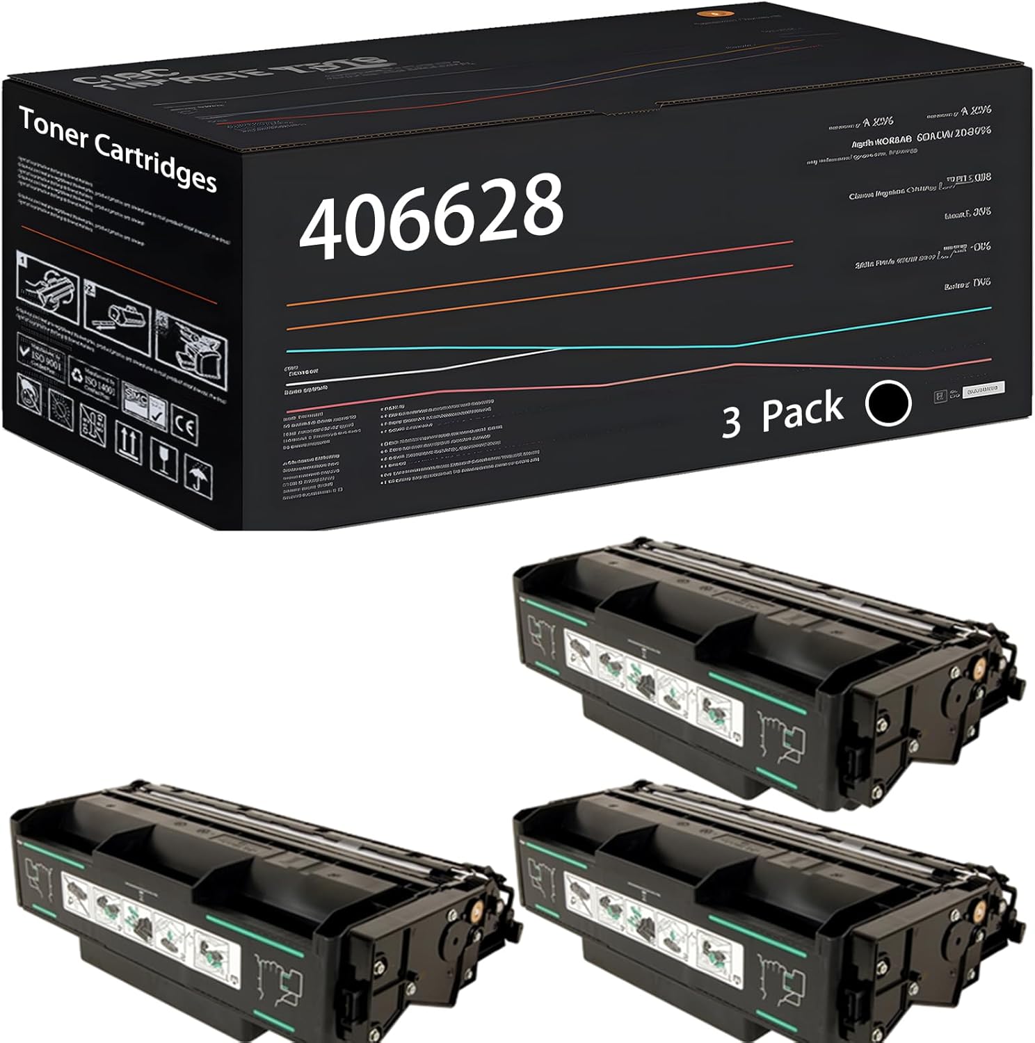 UVUMB Compatible with Ricoh 406628 Toner Cartridges Work for Ricoh Aficio SP 6330N Printers, with Chip, High Yield 21000 Pages, High-Definition Printing (3 Pack Black)