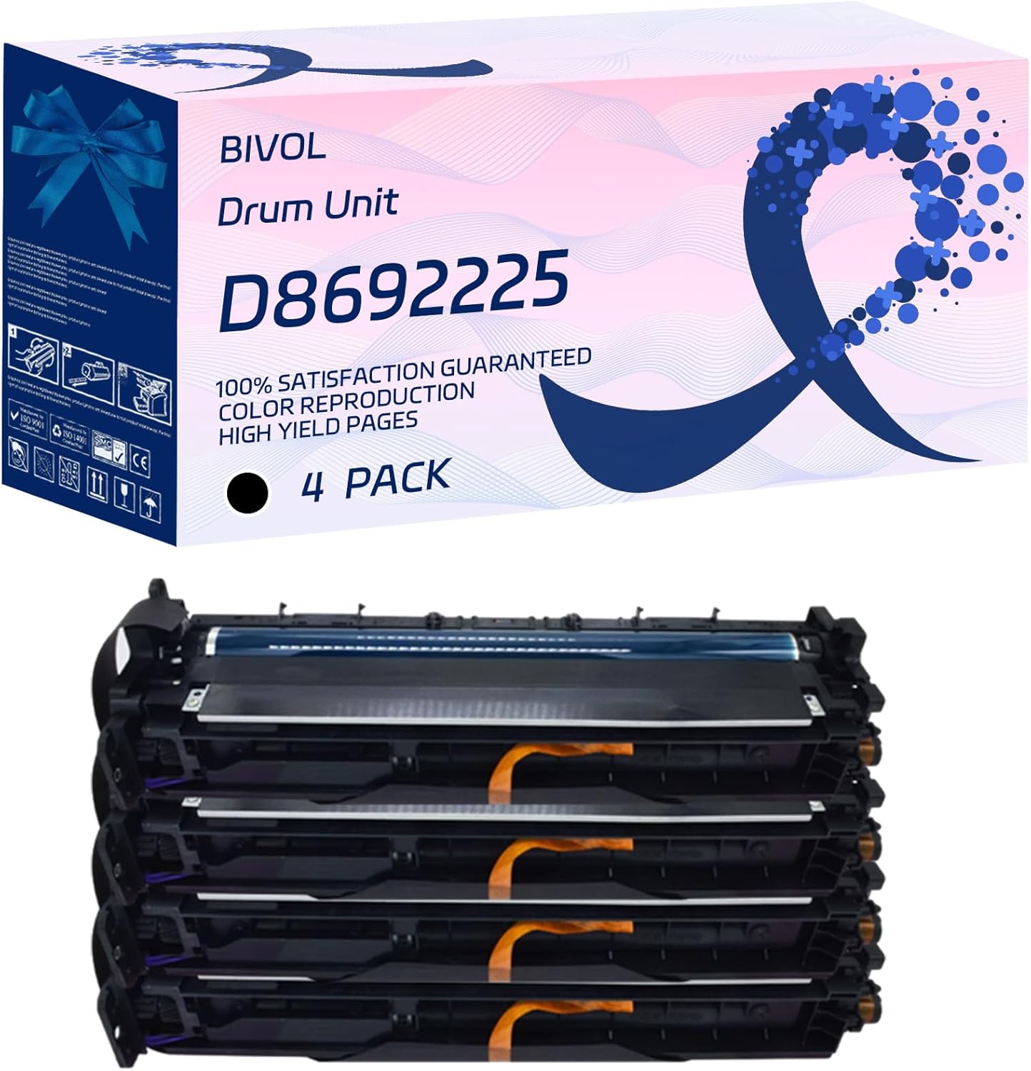 BIVOL D8692225 Drum Unit Compatible for Ricoh MP 4054SP 4055SP 5054SP Printers, with Chip, High Yield 210000 Pages, Vivid Colors (4 Pack Black)