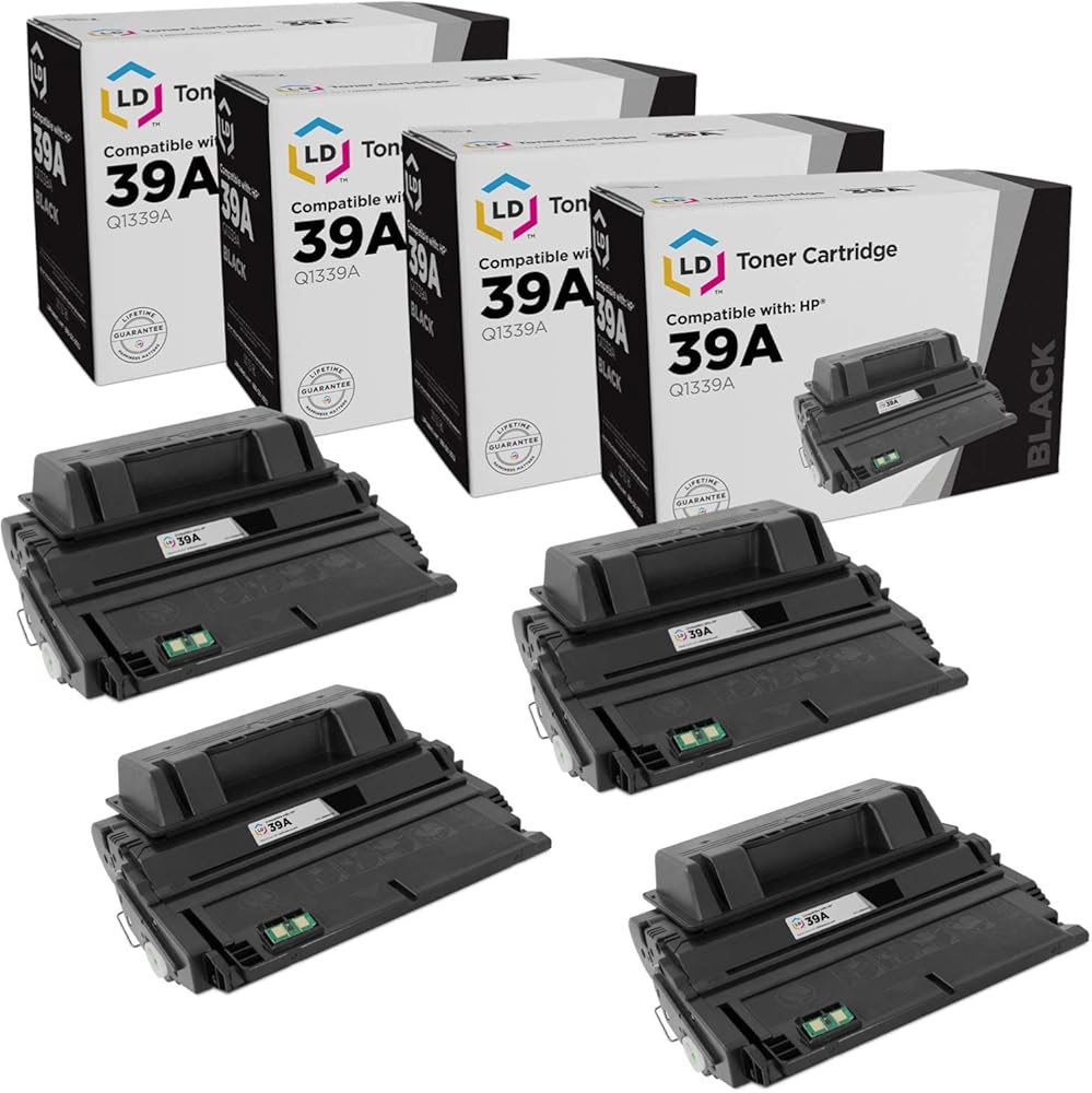 LD Compatible Toner Cartridge Replacement for HP 39A Q1339A (Black, 4-Pack) Compatible with HP Printer Models LaserJet 4300 4300dtn 4300dtns 4300dtnsl 4300n 4300tn