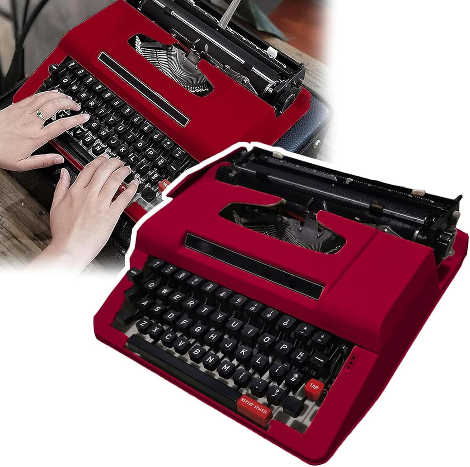 HGIYA Typewriter Classic Red Manual – Antique Vintage Style Letters Writingcrafting Free Writing – Artistic Design