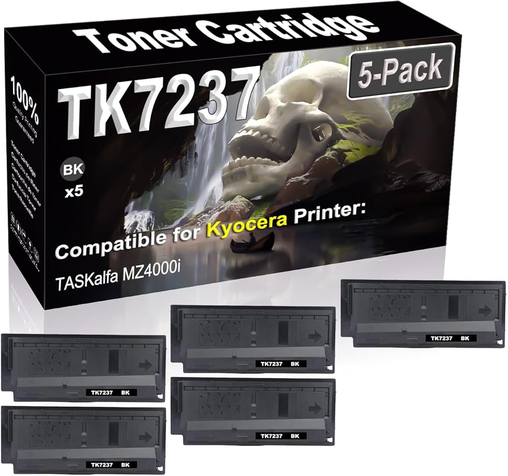 SINIYA 5-Pack Compatible High Capacity TK7237 TK-7237 1T02ZS0US0 Imaging Toner Cartridge use for Kyocera TASKalfa MZ4000i Printer (Black)
