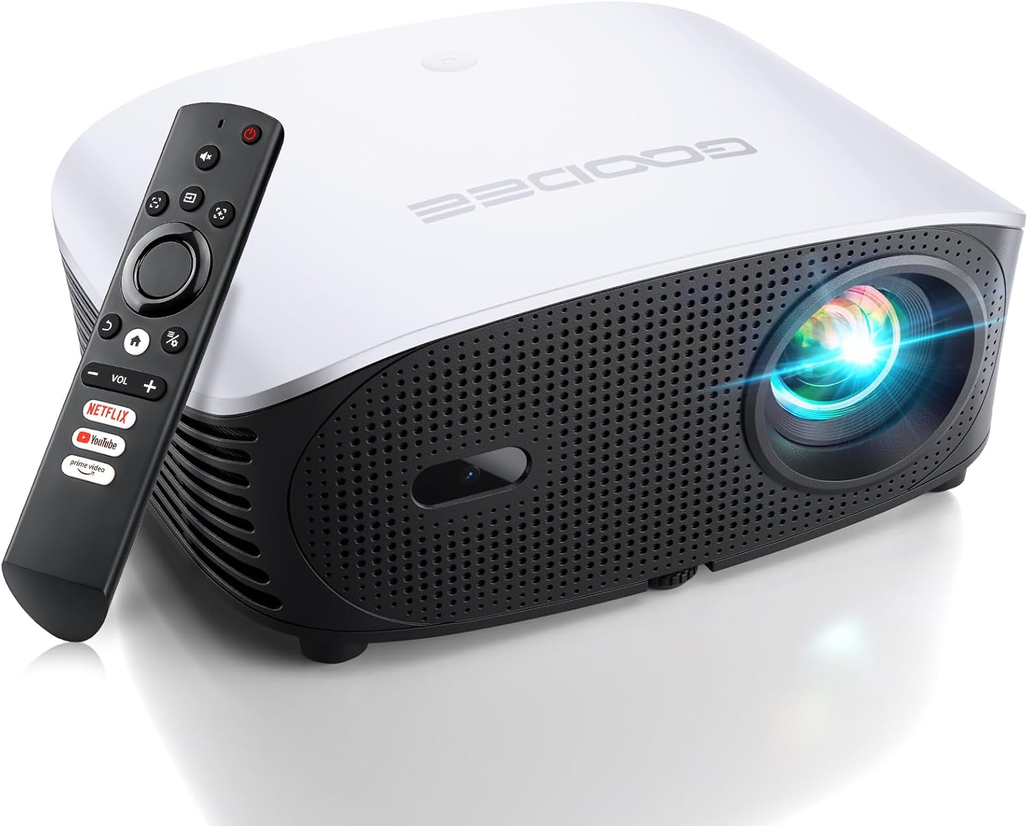 GooDee 4K Smart Projector with 5G WiFi and Bluetooth, Built-in Streaming Apps, Dolby Audio 400