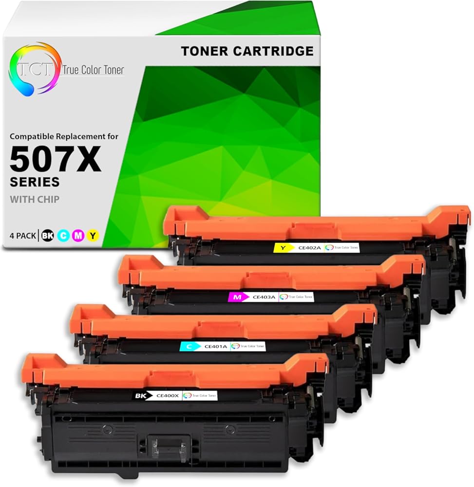 TCT 507X 507A Toner Cartridge 4 Pack - Premium Compatible Replacement for HP 507X 507A CE400X CE401A CE402A CE403A Works with HP LaserJet Enterprise M551 M575 Printers (Black Cyan Magenta Yellow)