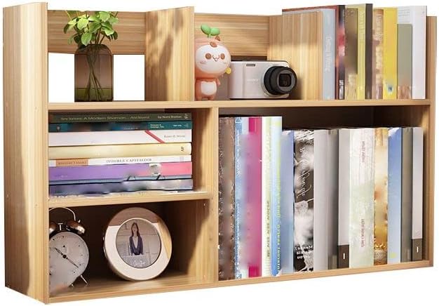 CraftThink Bookcase Cube Organizer Wood Geometric Bookshelf, Horizontal Open Multipurpose Bookshelf, Display Cabinet Shelf for Living Room Bedroom Home Office, Natural 31.5