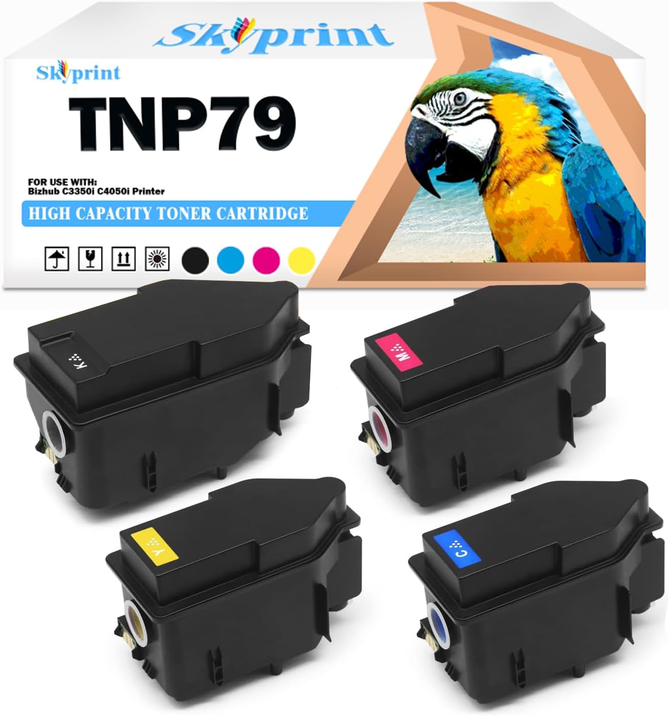 SkyPrint TNP79 TNP-79 Toner Cartridge Black Cyan Magenta Yellow Compatible with Konica Minolta TNP79 Toner use for Konica Minolta Bizhub C3350i C4050i Printers.AAJW430 AAJW330 AAJW230 AAJW130