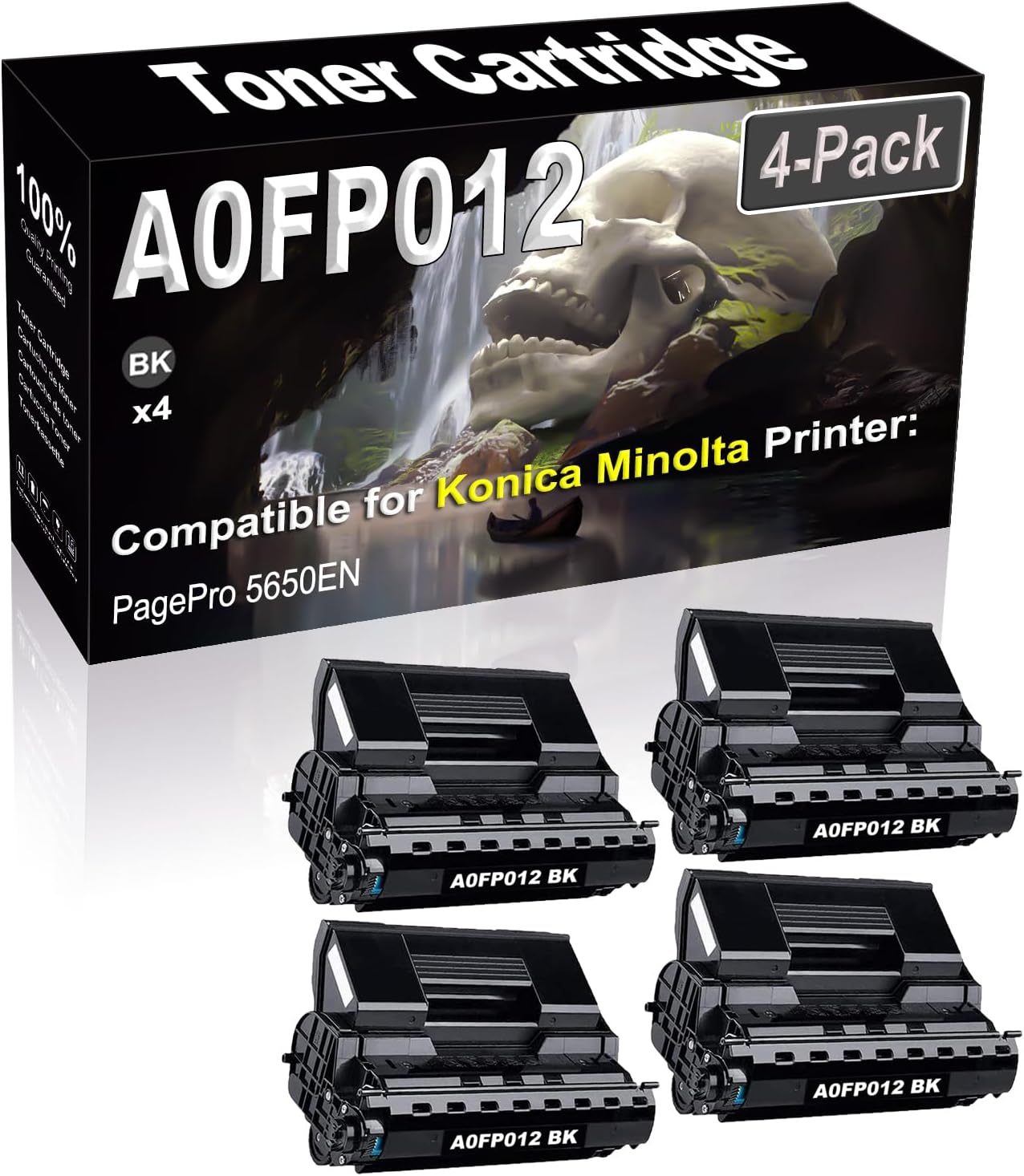 4-Pack (Black) Compatible High Yield A0FP012 Laser Printer Toner Cartridge use for Konica Minolta PagePro 5650EN Printer