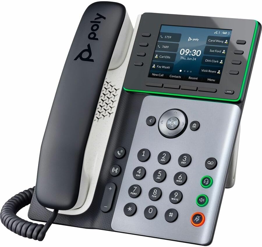 Poly Edge E350 IP Phone - Corded - Corded/Cordless - Wi-Fi, Bluetooth - Desktop, Wall Mountable - Black - VoIP - IEEE 802.11a/b/g/n/ac - 2 x Network (RJ-45) - PoE Ports