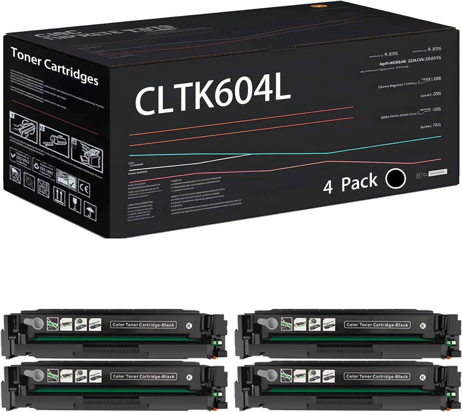 UVUMB Compatible with Samsung CLTK604L Toner Cartridges Work for Samsung ProXpress C4012ND C4062FX Printers, with Chip, High Yield 15000 Pages, High-Definition Printing (4 Pack Black)