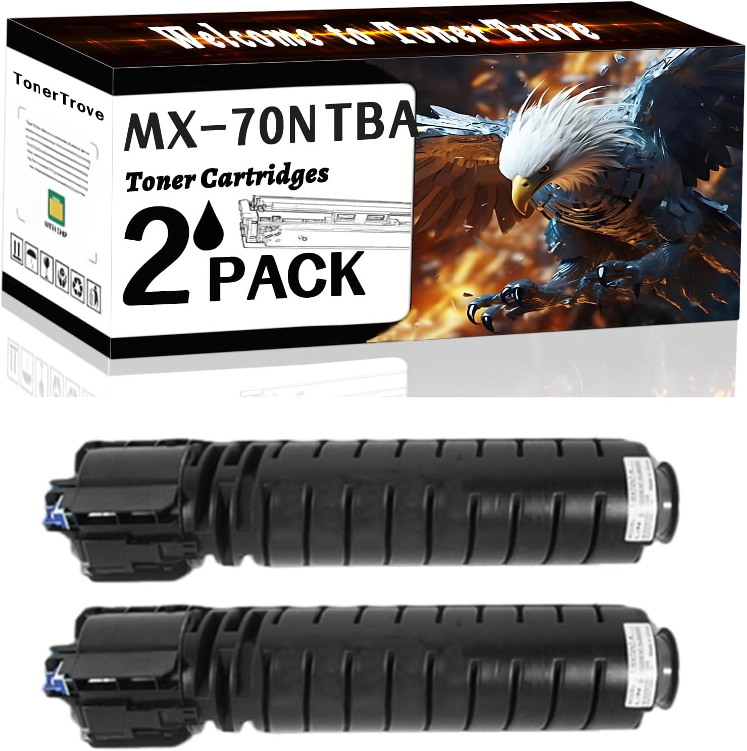 LECUU MX-70NTBA Toner Cartridges Compatible for Sharp MX-5500N MX-6200N MX-7000N Printers, Office Printing is Easy Clear Smooth (2 Pack Black)