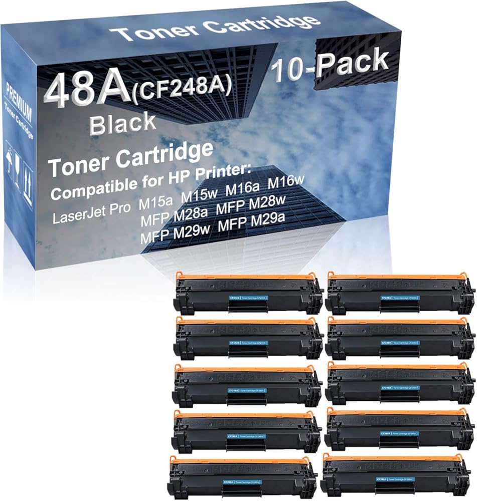 10-Pack Compatible High Capacity 48A (CF248A) Imaging Toner Cartridge use for M15a M15w M16a M16w Printer (Black)
