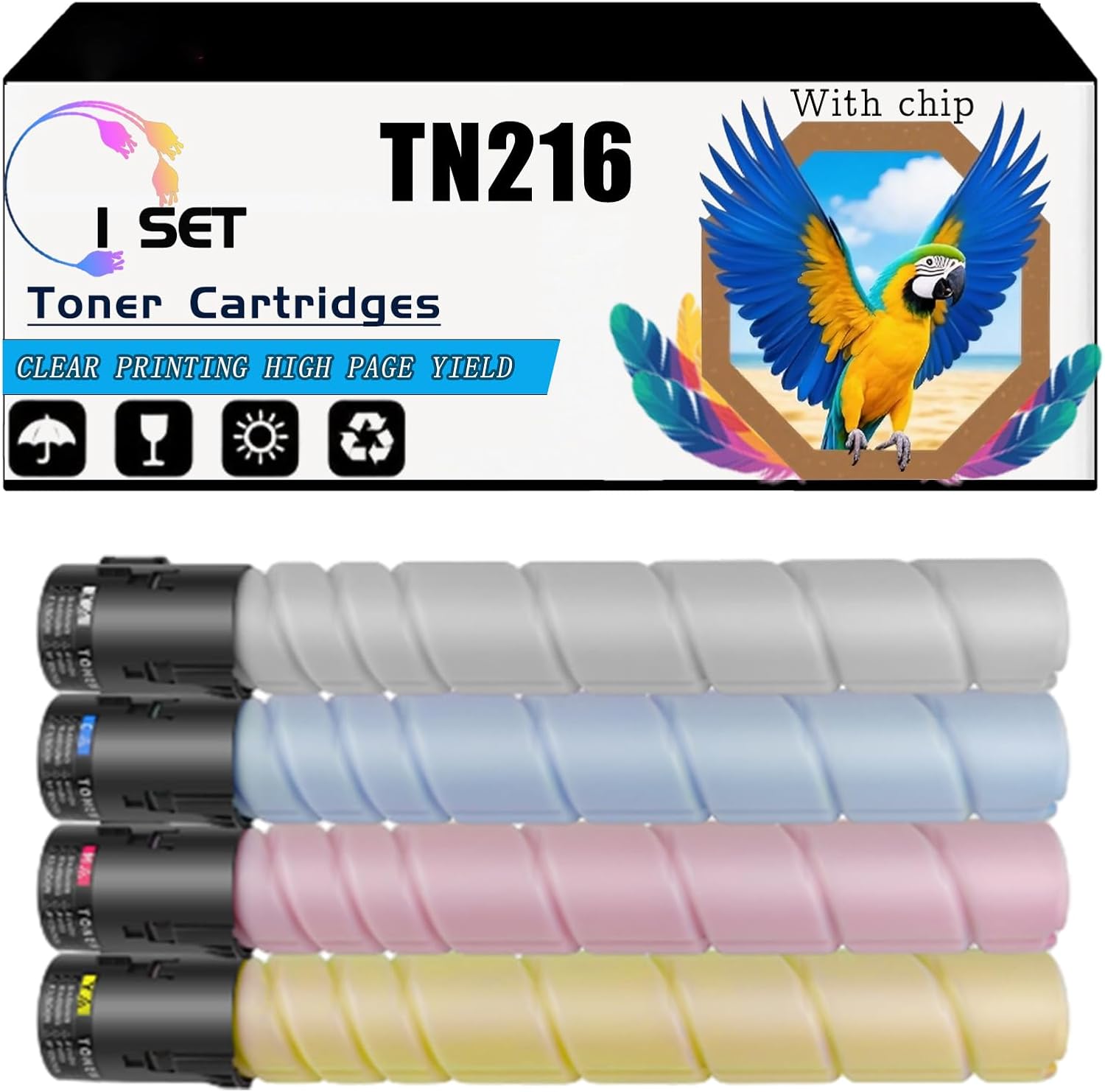 KYTGV Compatible for Konica Minolta bizhub C220 bizhub C280 Printers, TN216 Toner Cartridges, High-Yield 29000 Pages, Strong Print Clarity (4-Pack BK/C/M/Y)