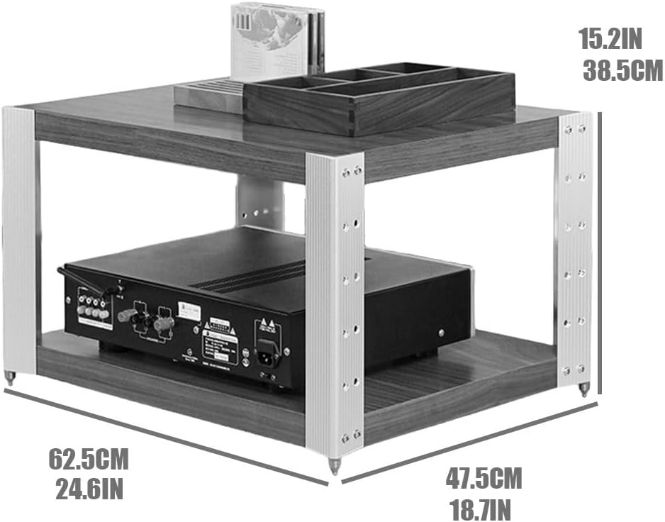 KGPGNYMYHA Wooden Stereo Cabinet AV Media Stand Stereo Rack TV Stand With Adjustable Shelves Rack Audio Tower For Recording Room Office Home Theater(Natural