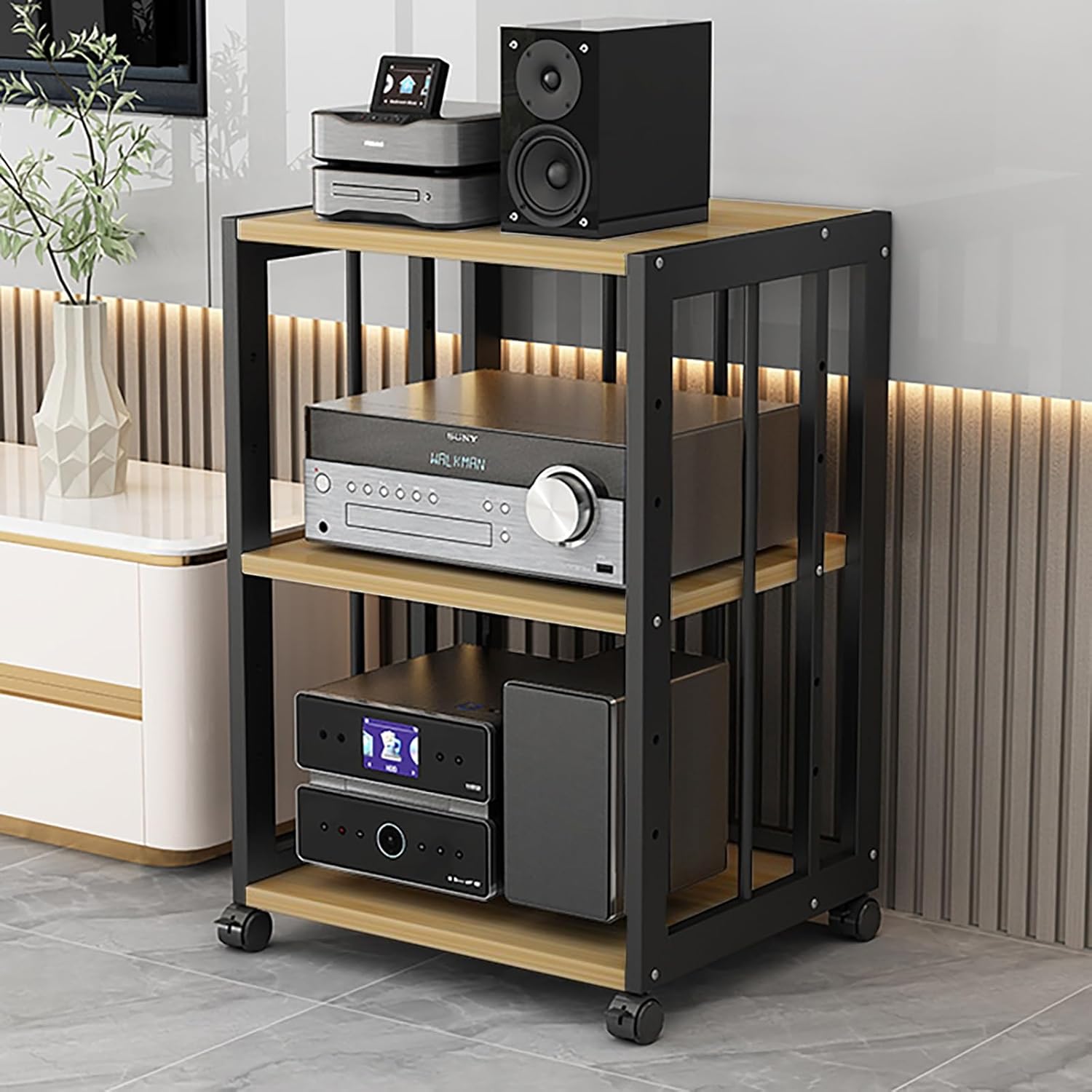 Audio Rack Tower With Wheels