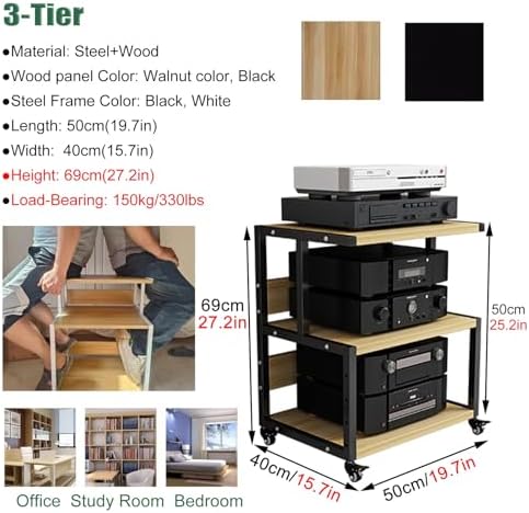 Audio-Video Media Stand with Wheels