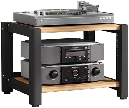 Corner Record Player Stand - Vintage TV Media Shelf & Audio Rack for Living Room