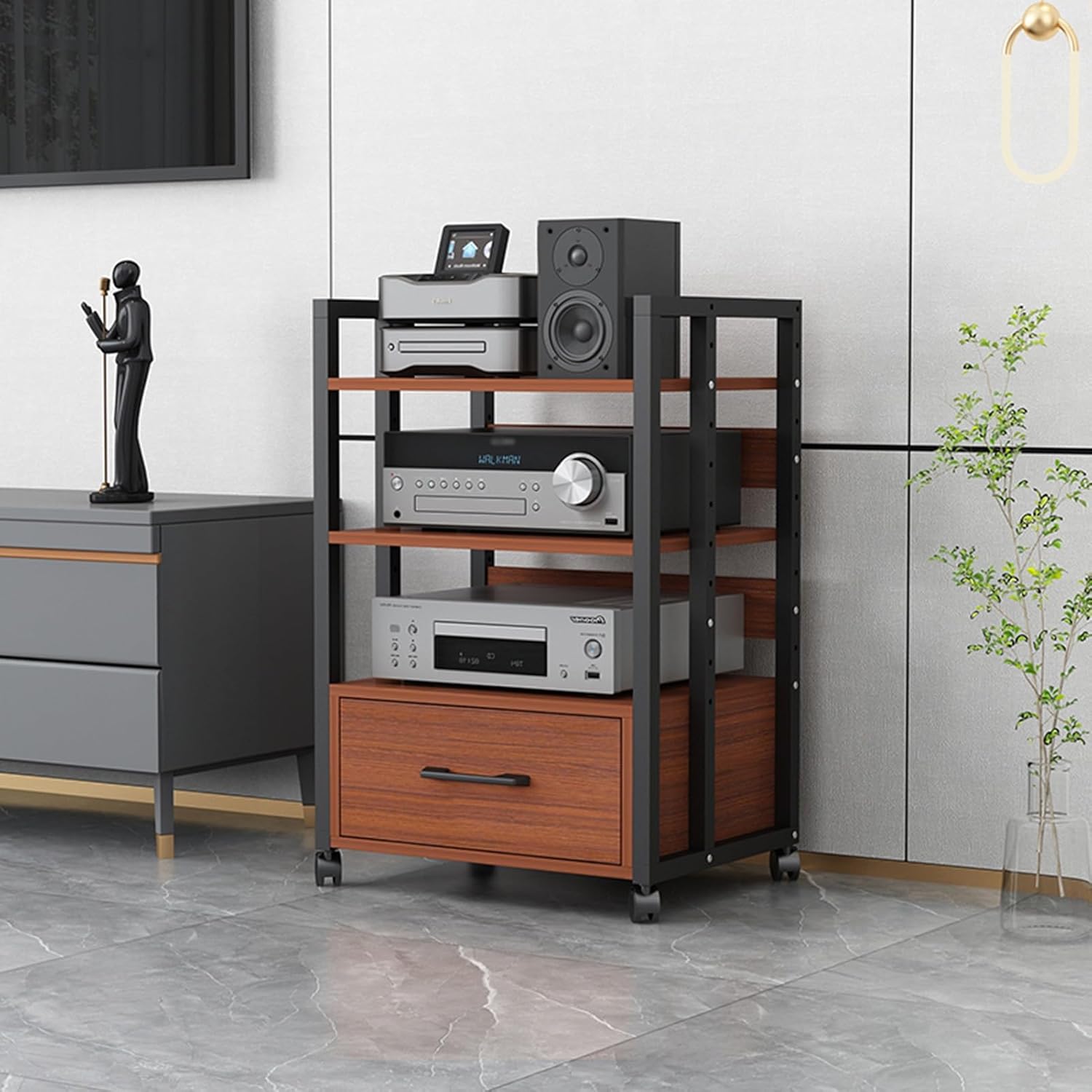 WUHUQN 6 Colors/4 Sizes Audio Rack with Drawer Amplifier Stand