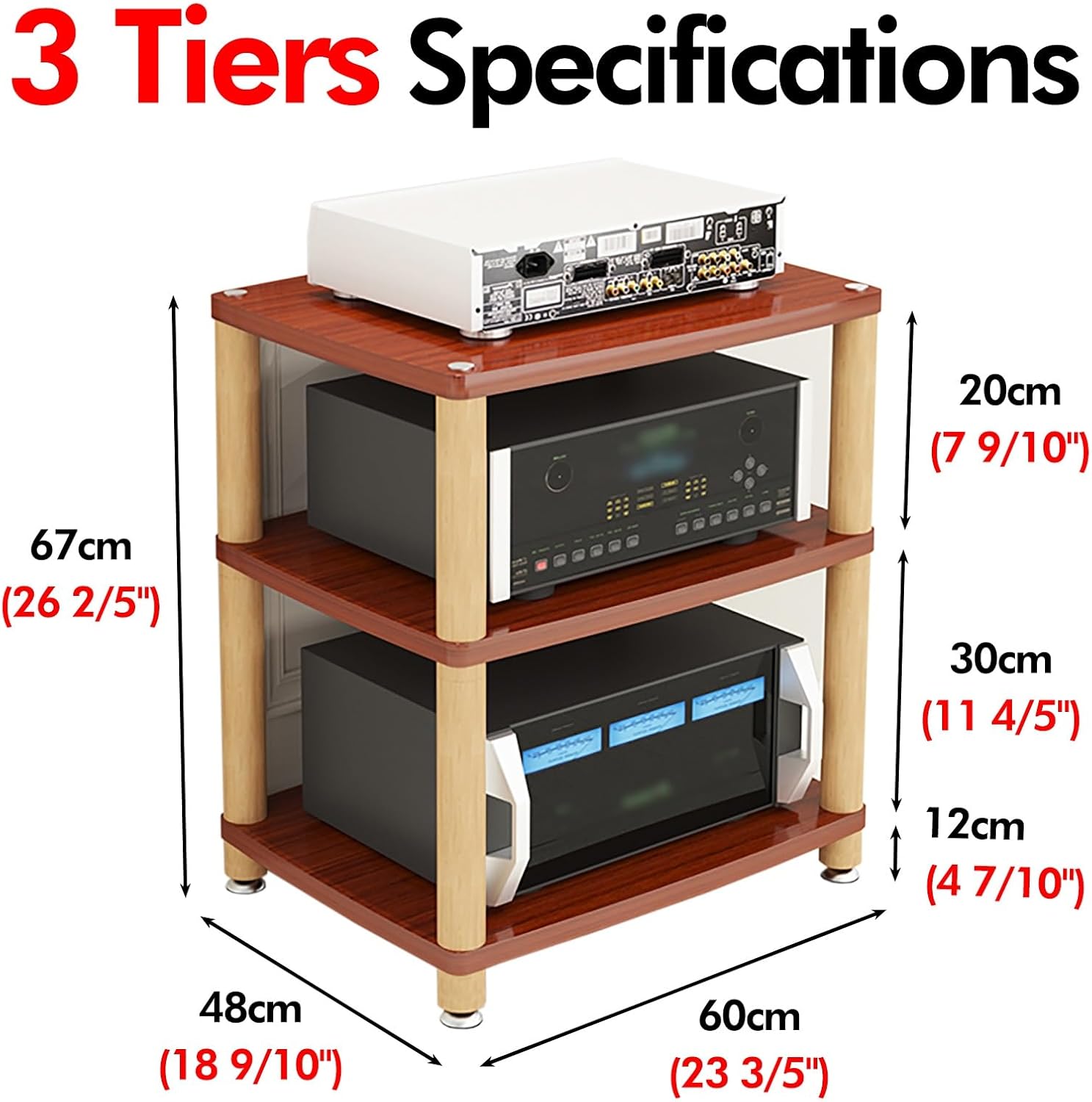 Audio Video Rack Tower Hifi Stand 3 Tier 4 Layer