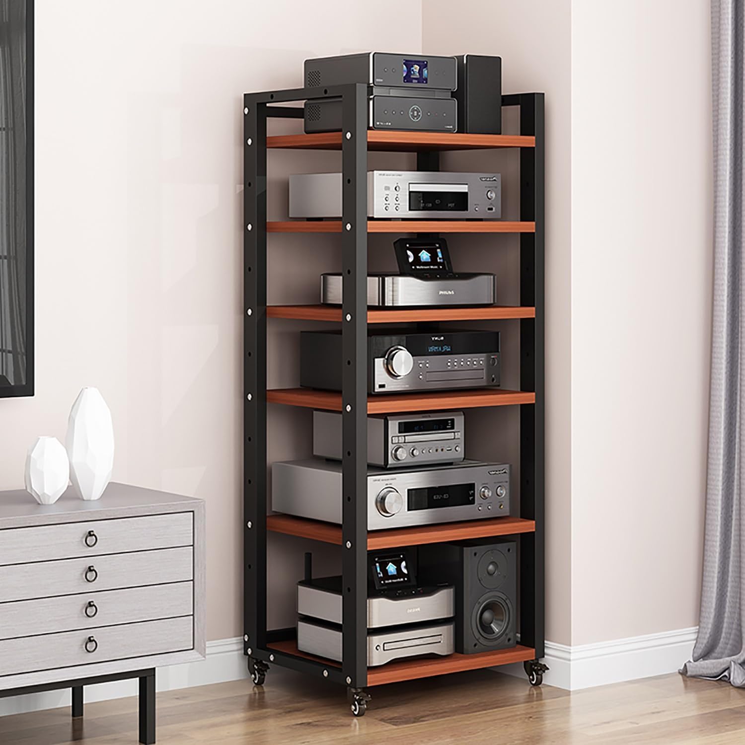 OMKUOSYA 5 6 7 Tier AV Media Cabinet Stand