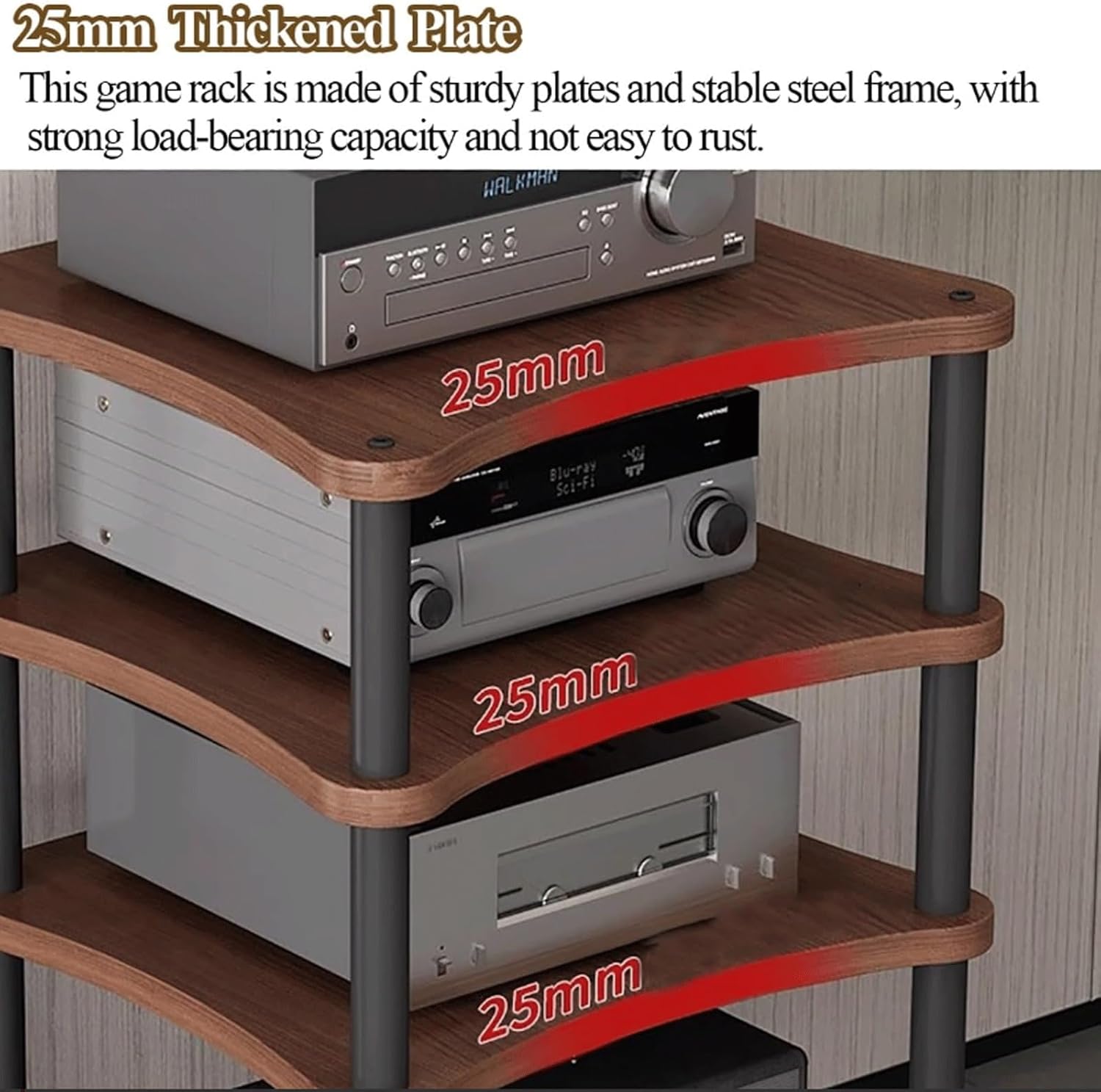 XMFBSY Medios Audio-Video Media Stand Modern Home Stereo System Entertainment Components Cabinet Heavy Duty Audio Rack Tower with Wheels for Home Organizer(Brown