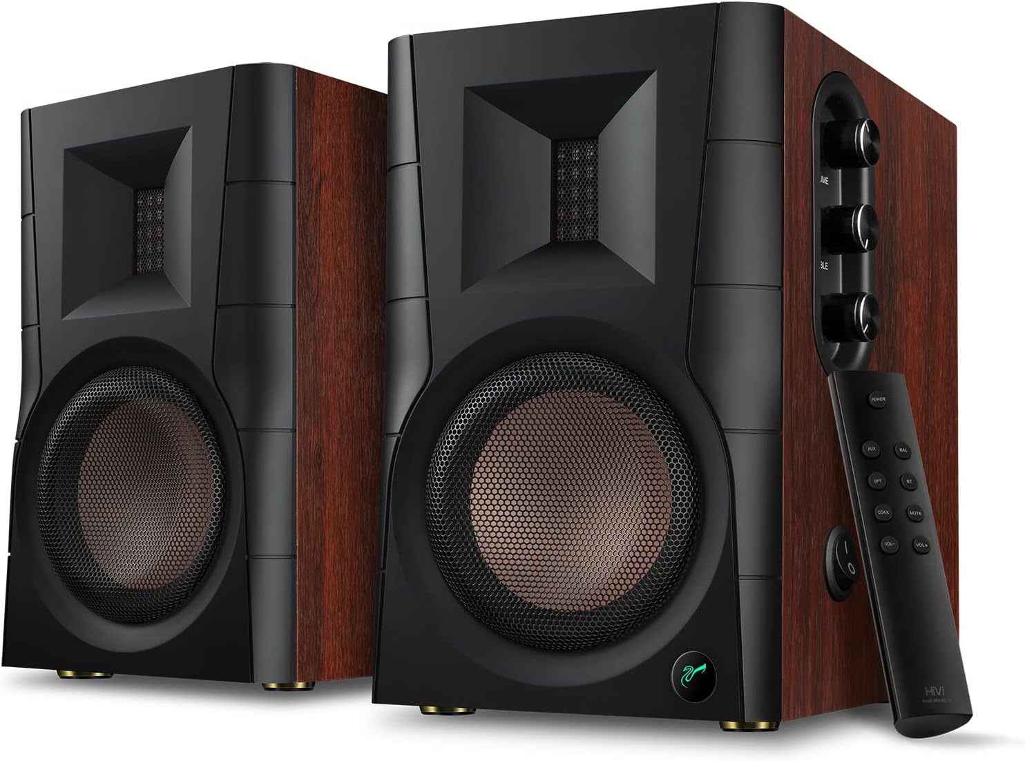 HiVi-Swans D200 Bluetooth Powered Bookshelf Speakers - Studio Monitor Speakers - Computer Speakers for TV/Turntable/PC/Monitor - 5 Inch Near Field 260w RMS - Wood Grain