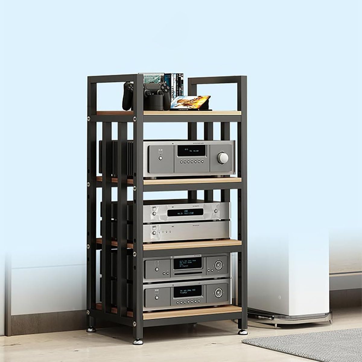 DLYZAYE Multifunctional AV Media Stand for CD Player & Stereo - Adjustable Audio Rack with Non-Slip Feet