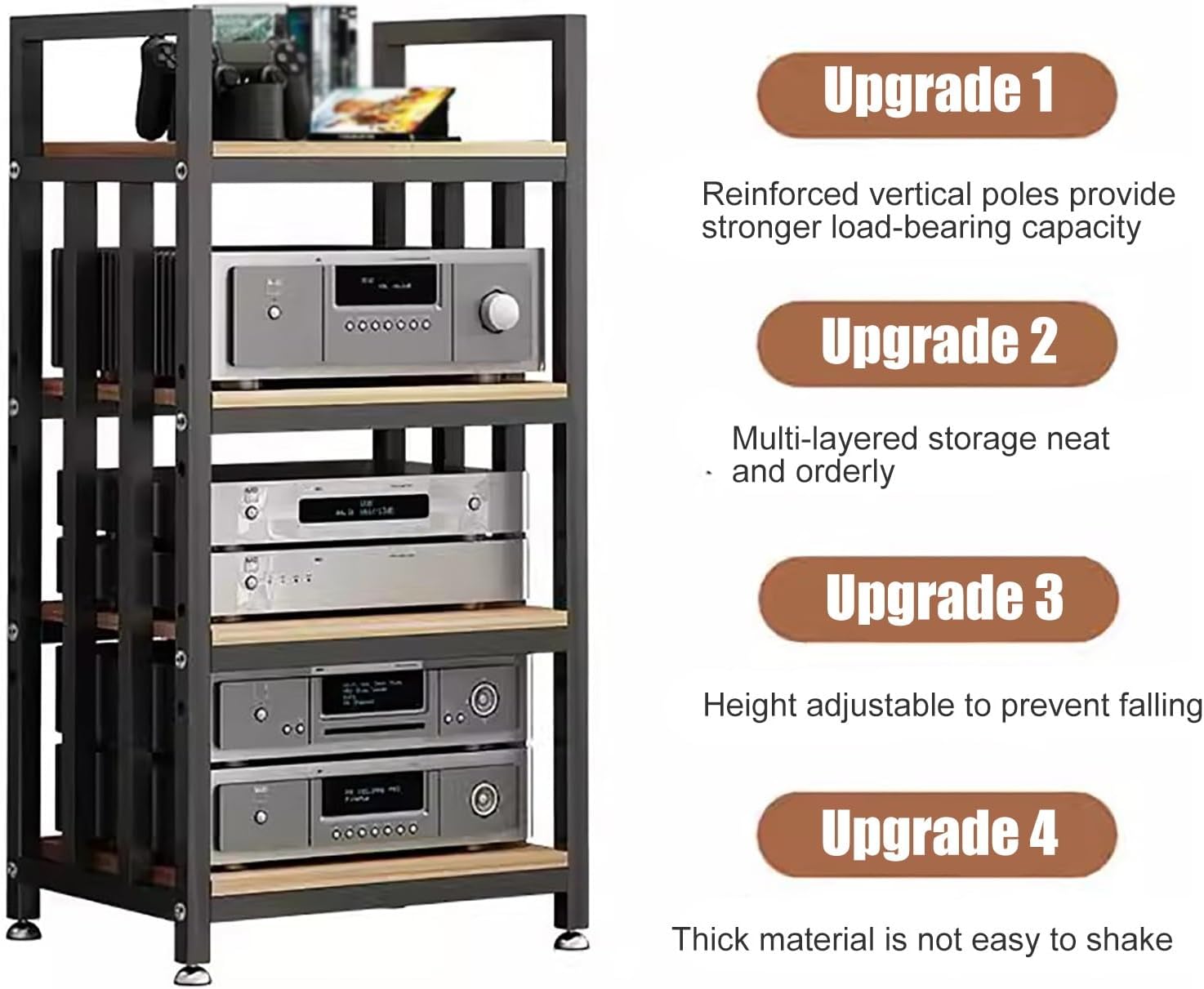 Home Office Living Room Stereo Component Cabinet Media Stand Freestanding