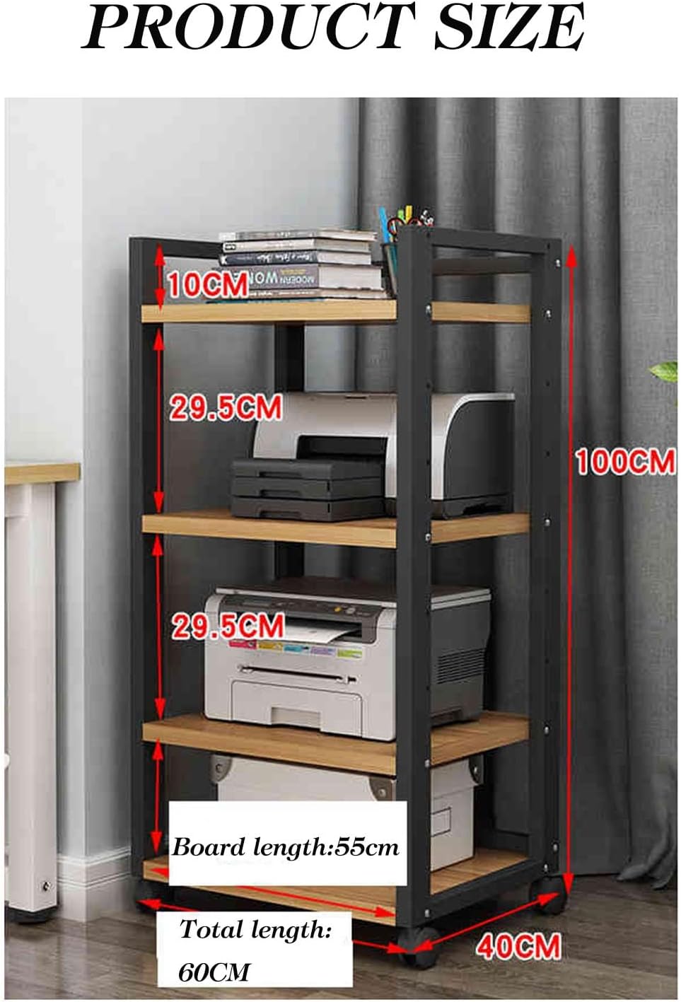 YLQFGUVWK Media Storage Cabinet Stand Record Player Stand 4-Layer Wooden Shelf
