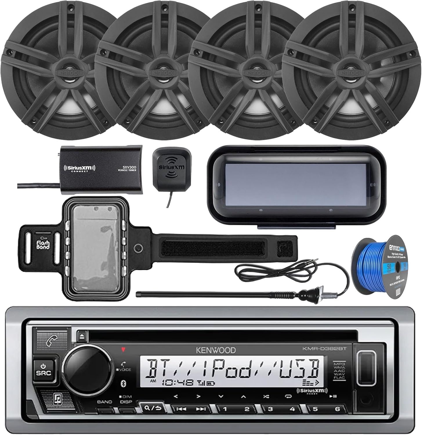 Single DIN USB Marine AM/FM Bluetooth CD Digital Media Receiver