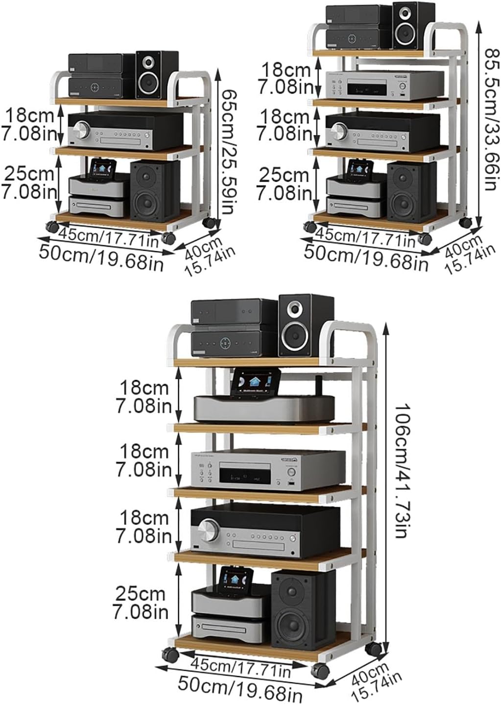 Modern Media Shelf with Wheels - Gaming & DVD Stand