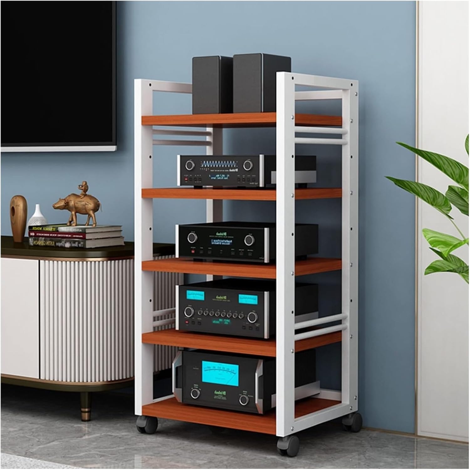 YLQFGUVWK 5 Tier Removable AV Media Cabinet Stand Component Cabinet