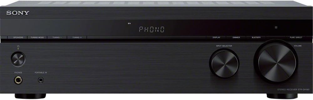 Sony STRDH190 2-Ch Stereo Receiver with Phono Inputs and Bluetooth Bundle with 1 YR CPS Enhanced Protection Pack