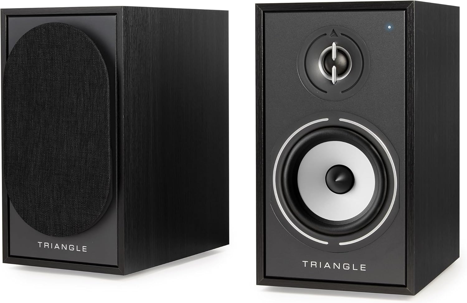 triangle - BOREA BR02 Connect Active Speakers - Bluetooth Bookshelf Speakers with 2X 50W Amplifier - HD Audio - Phono/Turntable TV & USB inputs - 176 x 310 x 274 mm - Black (Pair)