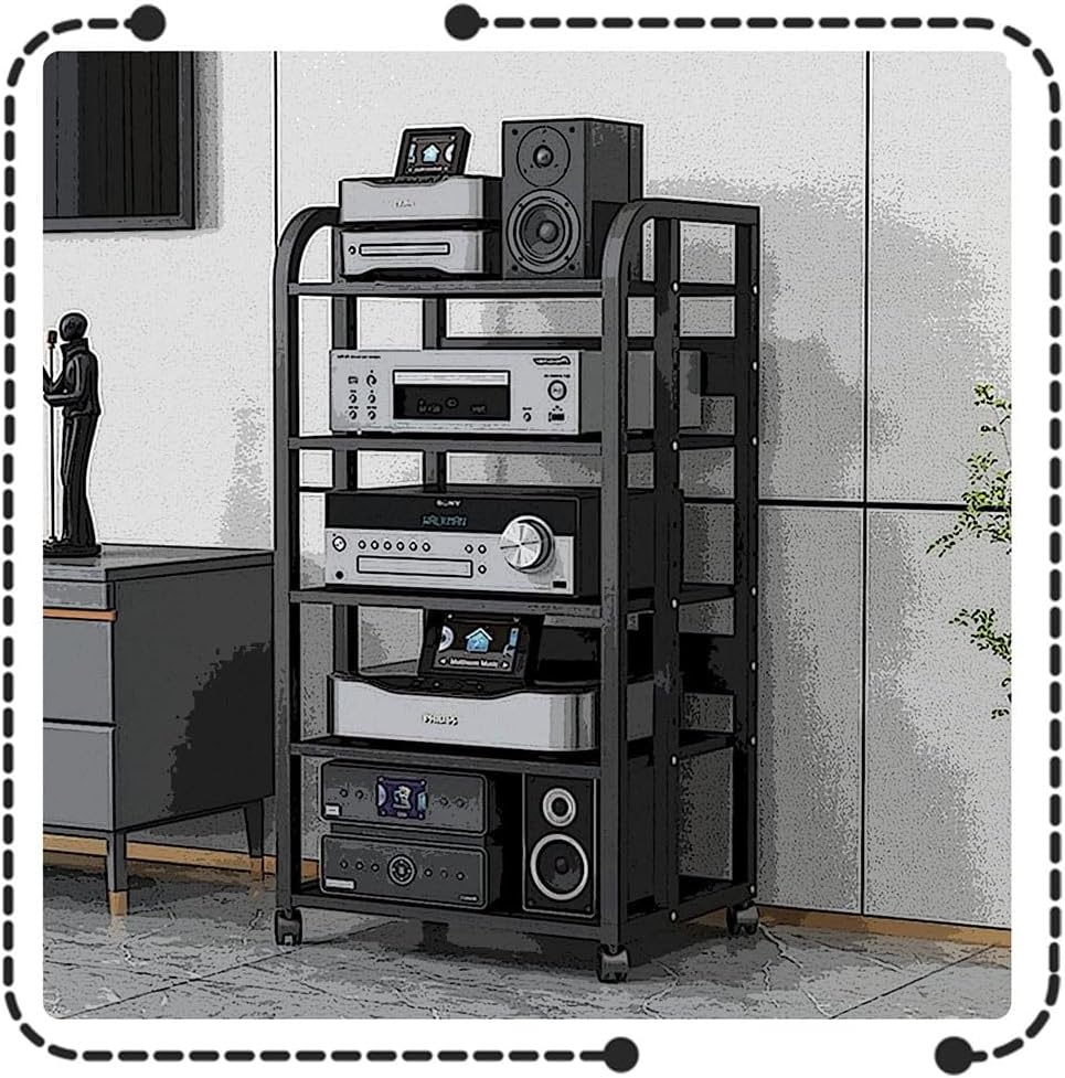 BIUBPW Movable AV Media Stand Corner Entertainment Stereo Component Media Storage Cabinet