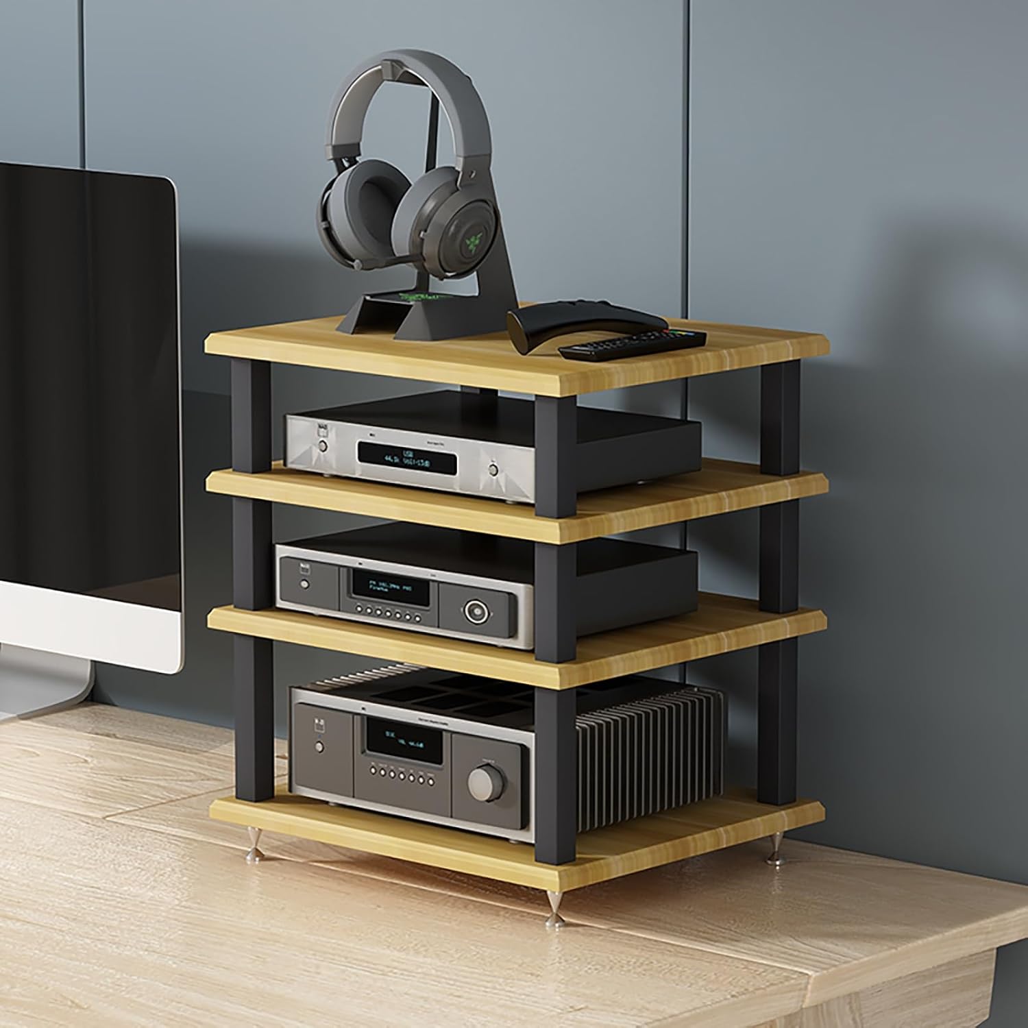 ZIHESY Audio Rack Tower AV Media Stand Audio-Video Media Stand