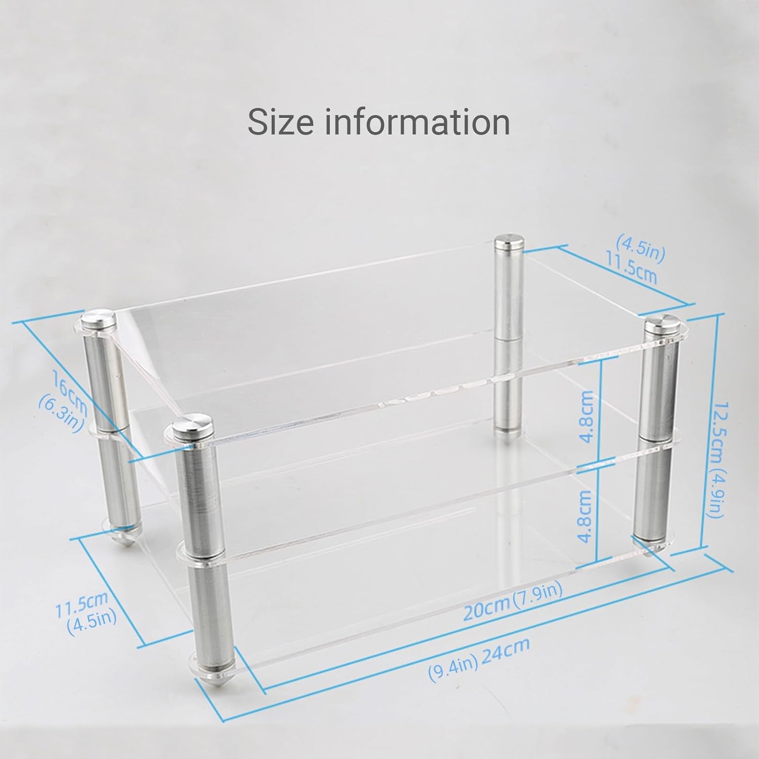 WiFi Router Storage Cabinet Rack Audio Tower with Adjustable Shelves Mini Acrylic AV Media Stand AV Stereo Cabinet for Living Room