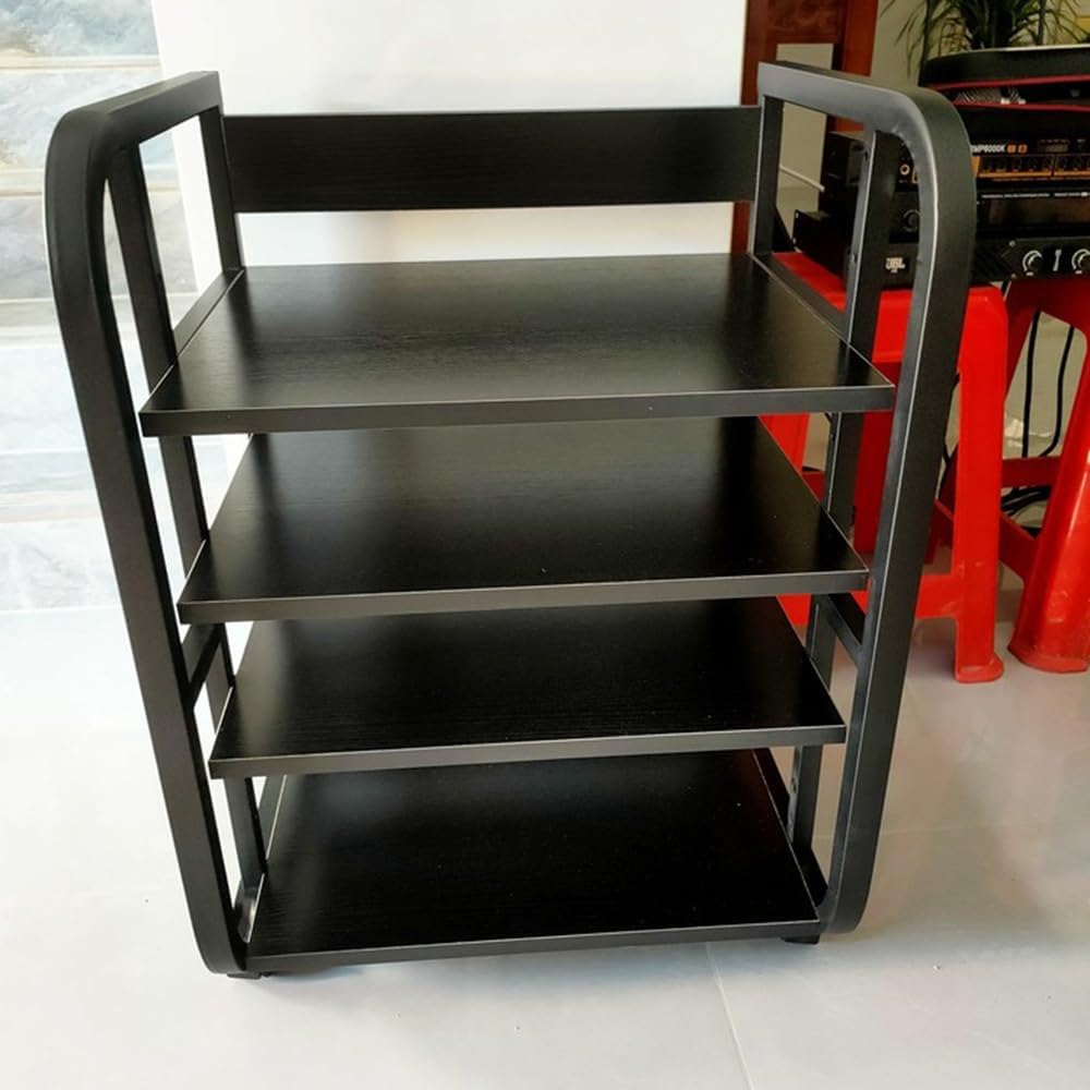 KGPGNYMYHA 3 4 5 Tier Media Cabinet AV Media Stand Audio Video Media Storage Cabinet Stereo Rack Movable Entertainment Center For CD Player Servers AV Gear(Black